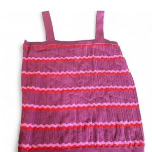 The Loft Outlet Small Ribbed Knit Tank Top Purple Pink Red Coral Striped Chevron